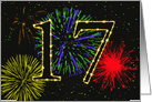 17th Birthday Party Invitation with Fireworks card