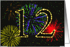 12th Birthday Party Invitation with Fireworks card