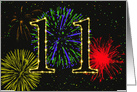 11th Birthday Party Invitation with Fireworks card