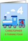 4th Birthday Party Add A Name with a Train card