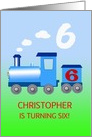 6th Birthday Party Add A Name with a Train card