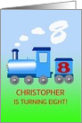 8th Birthday Party Add A Name with a Train card