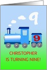 9th Birthday Party Add A Name with a Train card