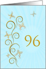 96th Birthday with Golden Butterflies card
