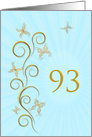 93rd Birthday with Golden Butterflies card