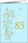 85th Birthday with Golden Butterflies card