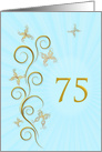 75th Birthday with Golden Butterflies card