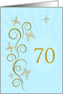 70th Birthday with Golden Butterflies card