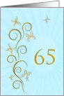 65th Birthday with Golden Butterflies card