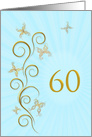 60th Birthday with Golden Butterflies card