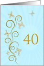 40th Birthday with Golden Butterflies card
