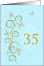 35th Birthday with Golden Butterflies card