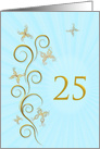 25th Birthday with Golden Butterflies card