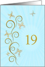 19th Birthday with Golden Butterflies card