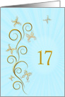 17th Birthday with Golden Butterflies card
