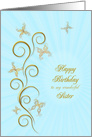Sister Birthday Golden Butterflies card