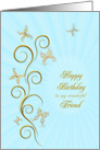 Friend Birthday Golden Butterflies card