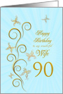 90th Birthday for Wife Golden Butterflies card