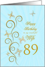 89th Birthday for Wife Golden Butterflies card