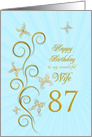 87th Birthday for Wife Golden Butterflies card