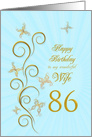 86th Birthday for Wife Golden Butterflies card