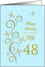 48th Birthday for Wife Golden Butterflies card