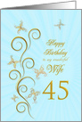 45th Birthday for Wife Golden Butterflies card