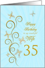 35th Birthday for Wife Golden Butterflies card