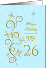 26th Birthday for Wife Golden Butterflies card
