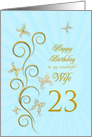 23rd Birthday for Wife Golden Butterflies card