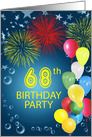 68th Birthday Party, Fireworks and Bubbles card