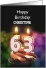 63rd Birthday Candles Add a Name card