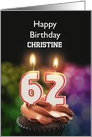 62nd Birthday Candles Add a Name card