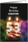 53rd Birthday Candles Add a Name card