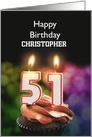 51st Birthday Candles Add a Name card