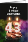 43rd Birthday Candles Add a Name card