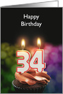34th Birthday Candles Add a Name card