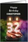 32nd Birthday Candles Add a Name card