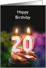 20th Birthday Candles Add a Name card