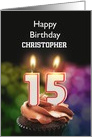 15th Birthday Candles Add a Name card