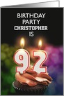 92nd Birthday Party Invitation Add A Name with Candles card