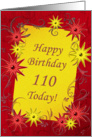 110th birthday with stars in red and yellow card