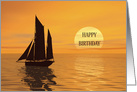 A Yatch Sailing into the Sunset Birthday card