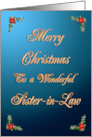 Sister-in-law Elegant Christmas card