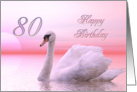 80th Birthday Pink Swan card