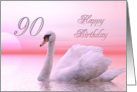 90th Birthday Pink Swan card