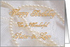 Sister-in-Law, Birthday with Pearls and Lace card