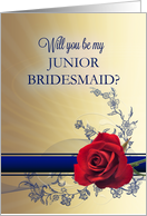 Junior Bridesmaid Request with a Red Rose card