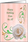 From Us All Birthday with a White Rose card