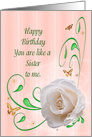 Like a Sister Birthday with a White Rose card